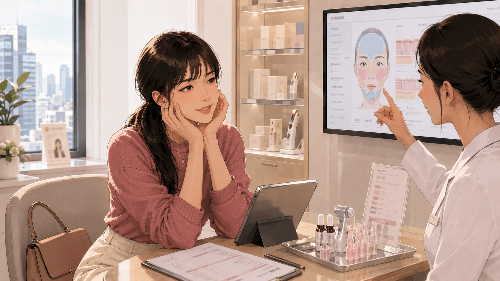 A skin-clinic consultation in Gangnam