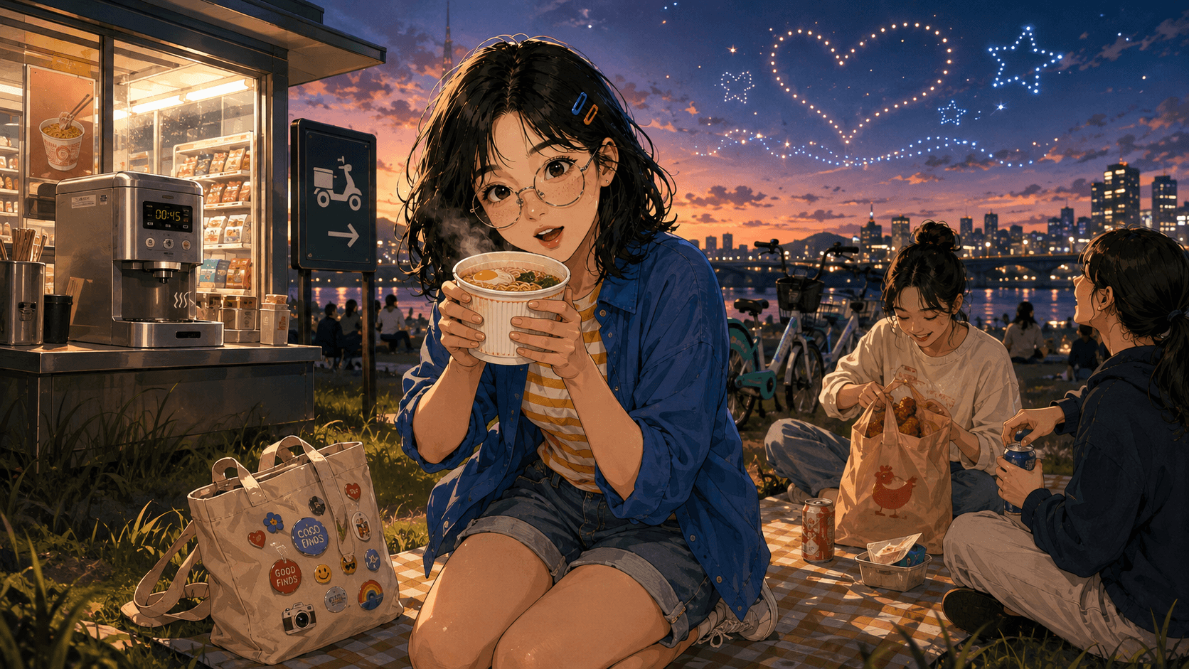 平日の夕方の漢江