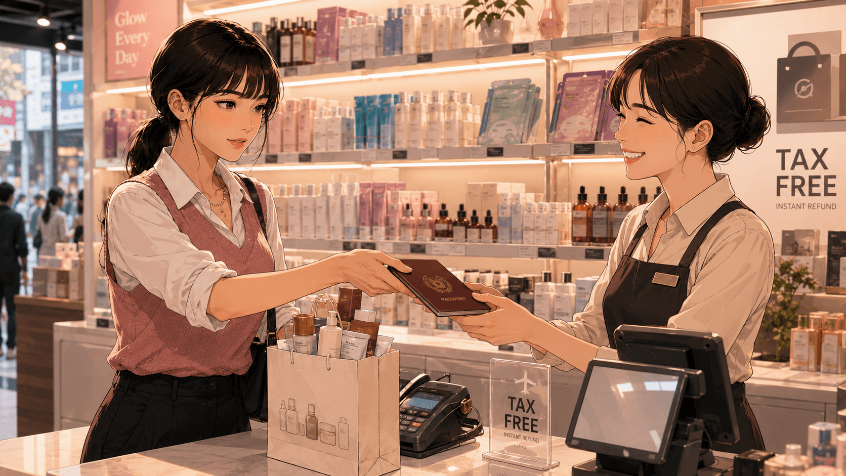 明洞の店の「Tax Free」即時還付の表示