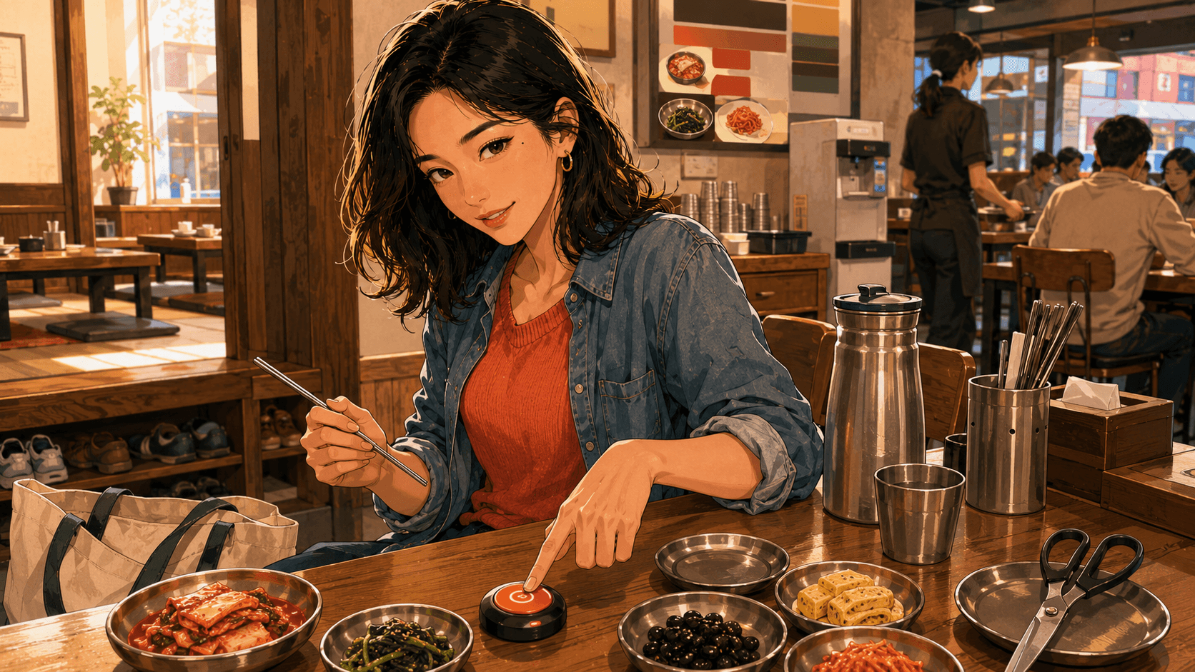 A Seoul restaurant table set with banchan
